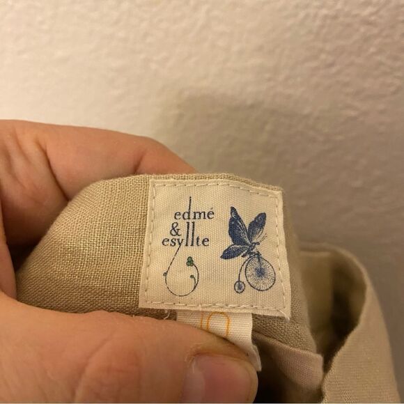 Anthropologie Edme & Esyllte Gilded Lily Gold linen Tiered tulip Skirt -10 - Picture 11 of 11